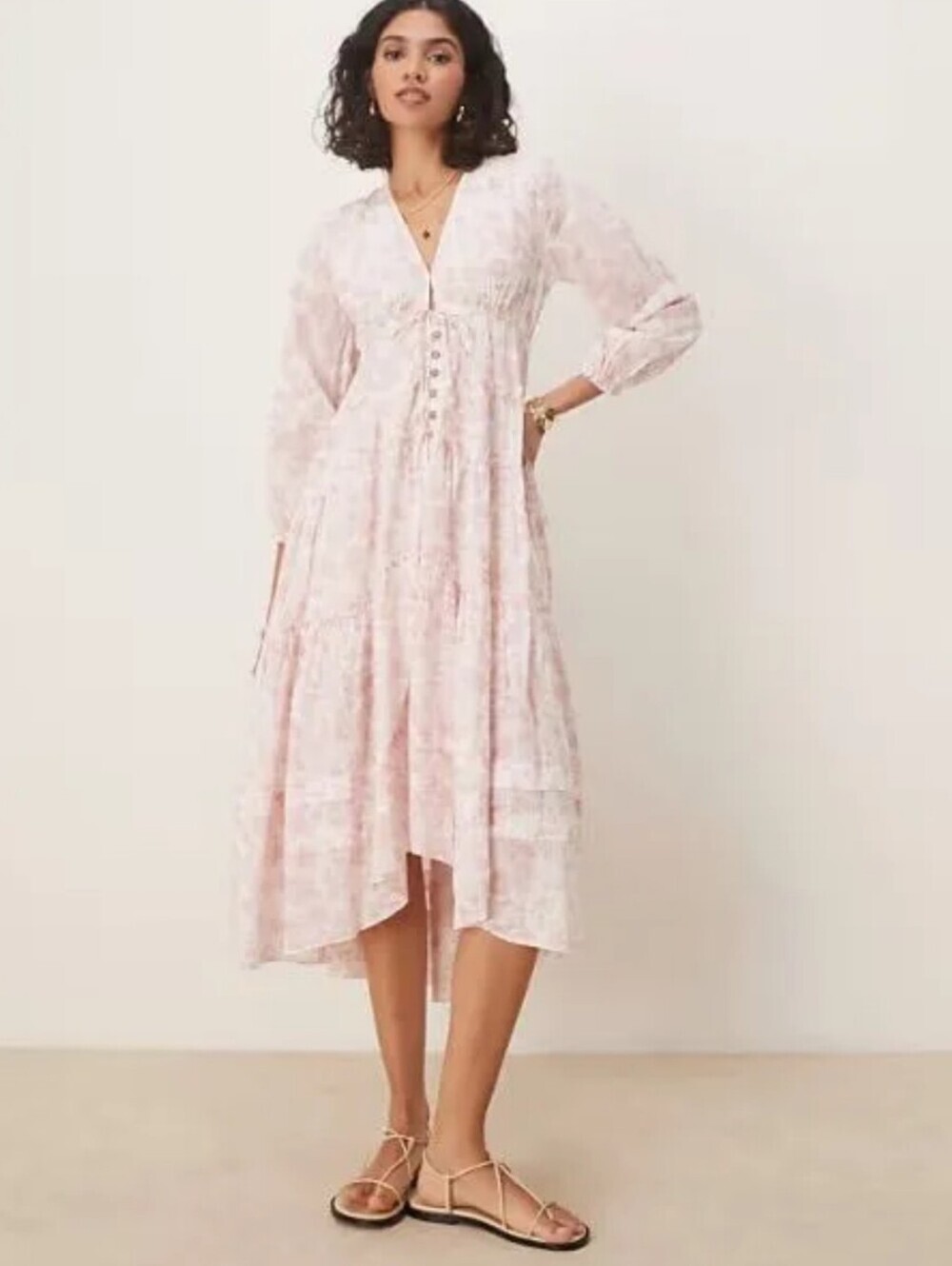Free People Pappiet Midi Dress with Button Front